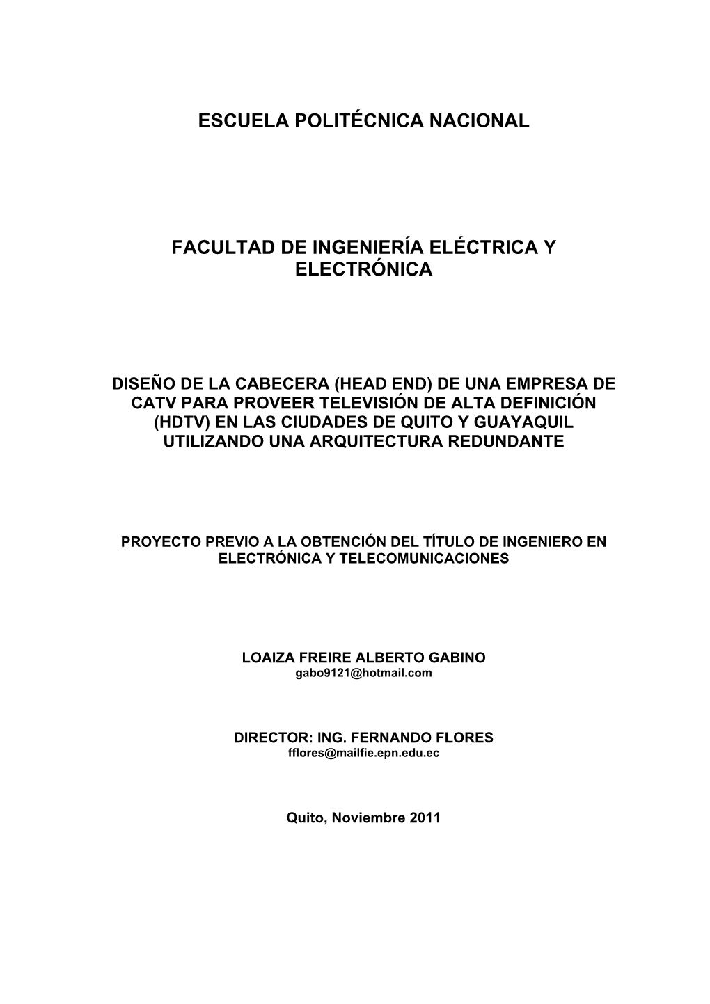 Escuela Politécnica Nacional Facultad De Ingeniería Eléctrica Y Electrónica