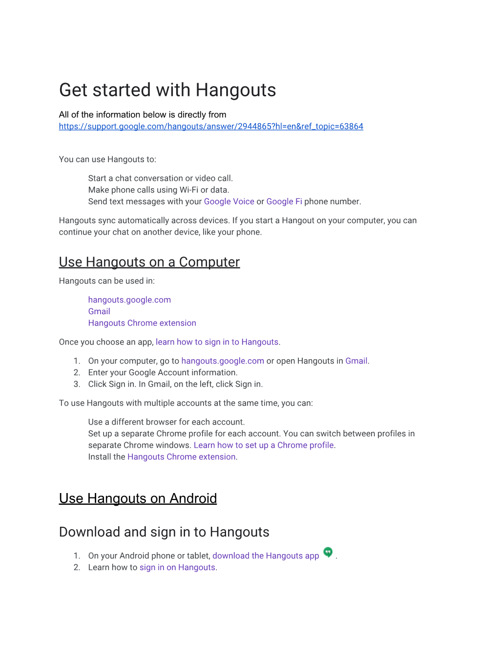 Get Started with Hangouts