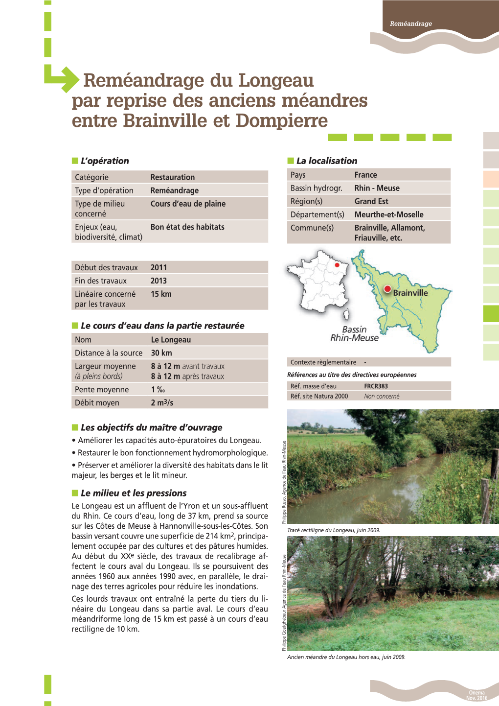 Reméandrage Du Longeau Par Reprise Des Anciens Méandres Entre Brainville Et Dompierre