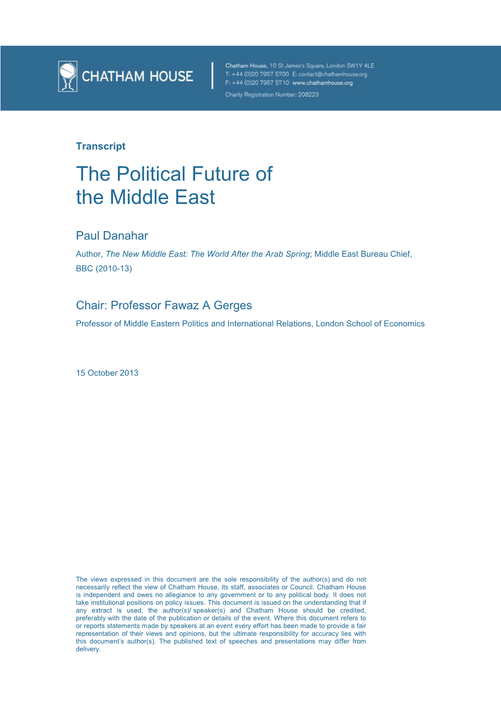 The Political Future of the Middle East