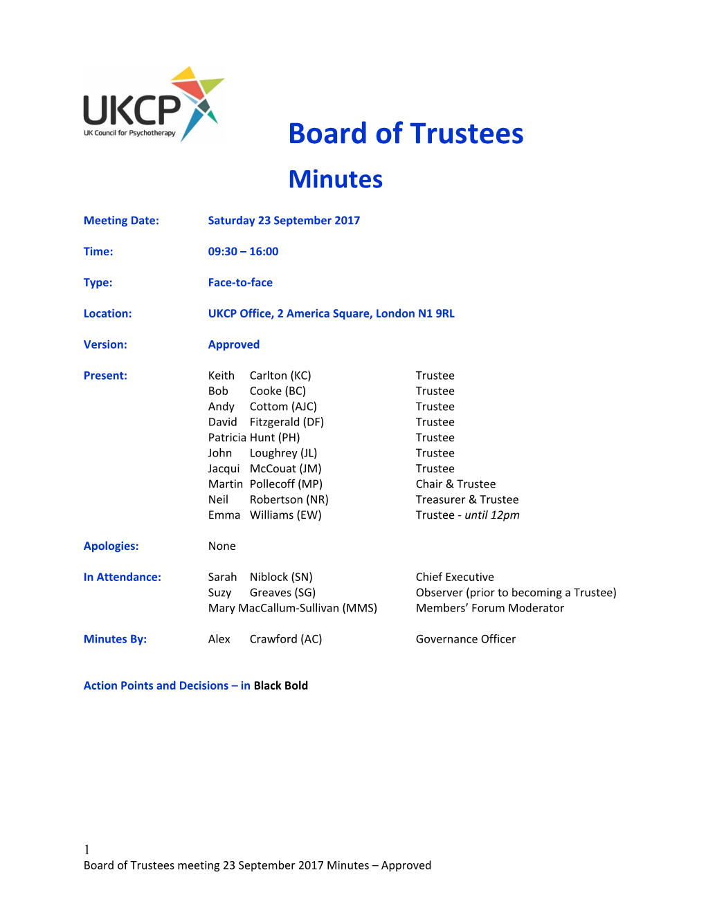 UKCP Standards Board