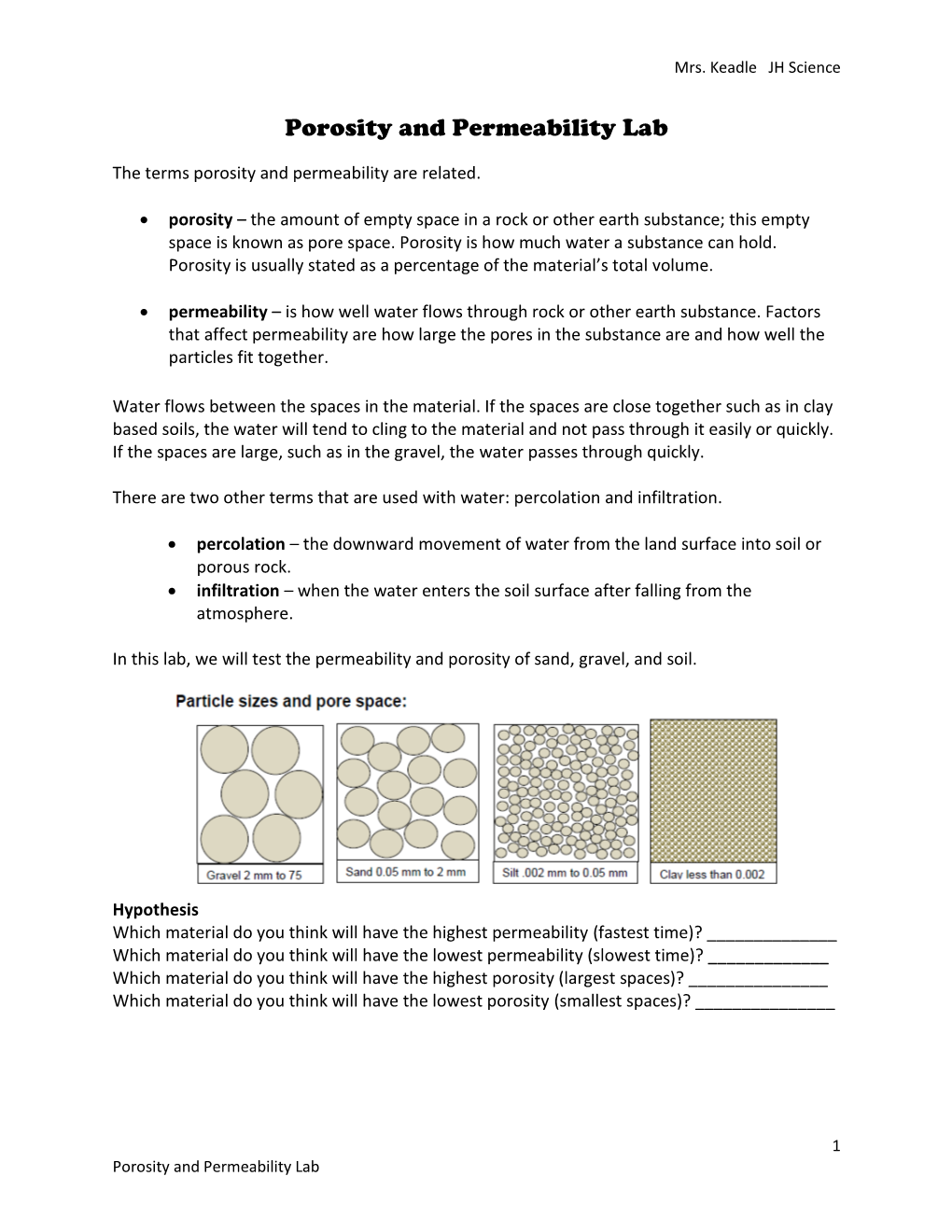 Porosity and Permeability Lab