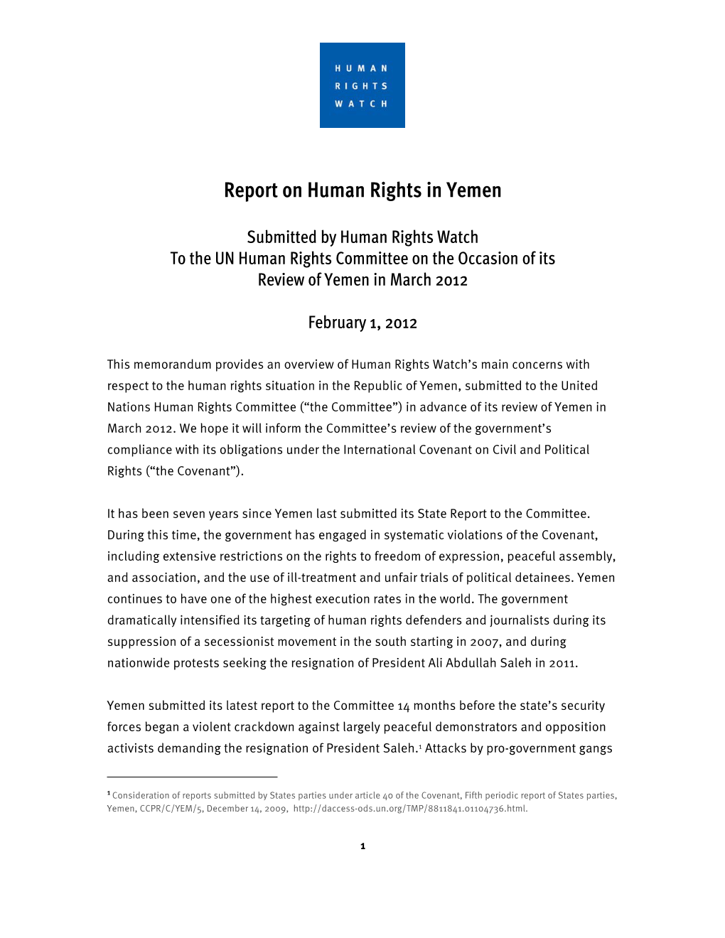 Report on Human Rights in Yemen