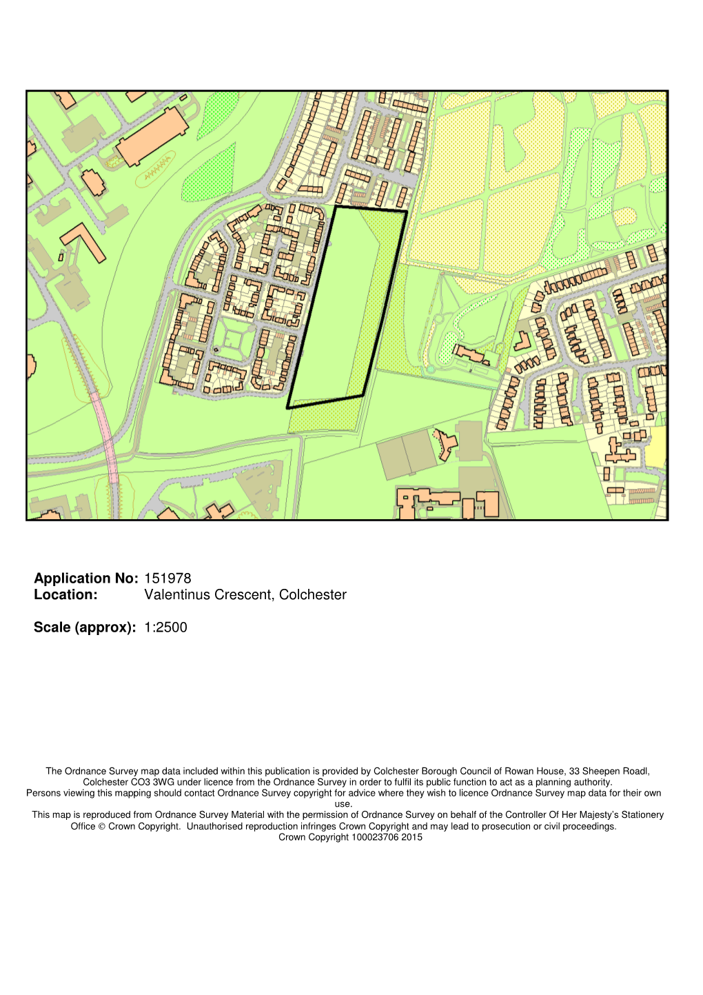 Application No: 151978 Location: Valentinus Crescent, Colchester