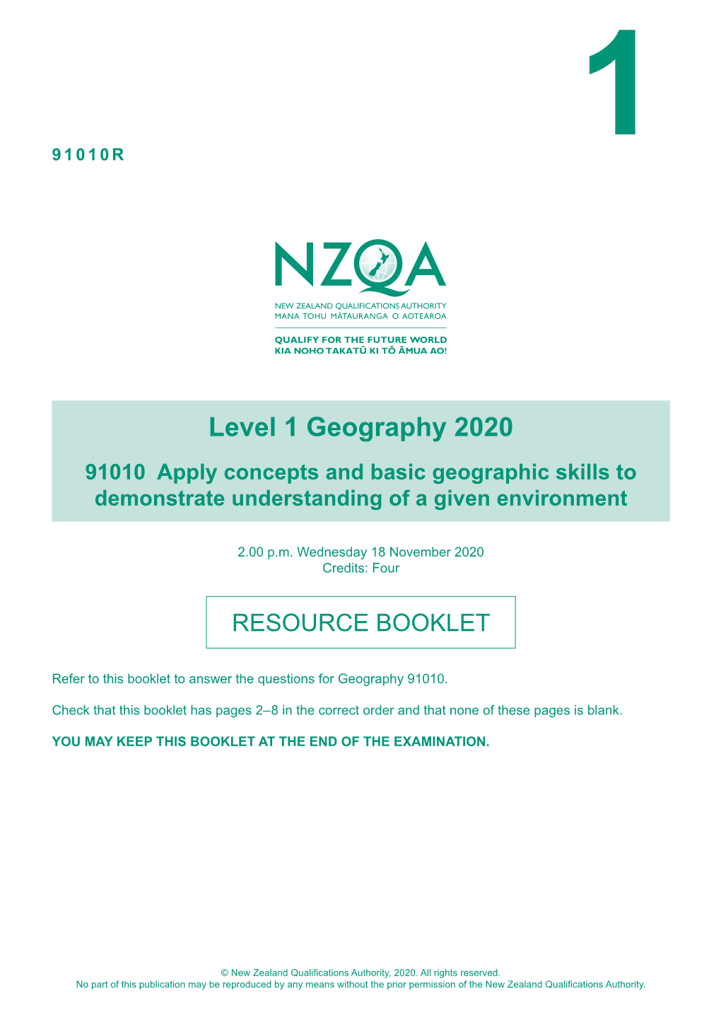 Level 1 Geography (91010) 2020