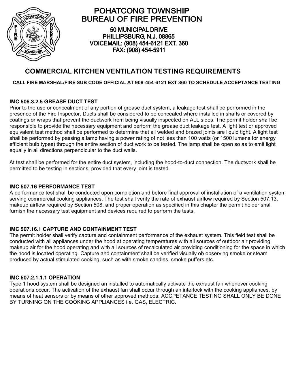 Commercial Kitchen Ventilation Testing Requirements