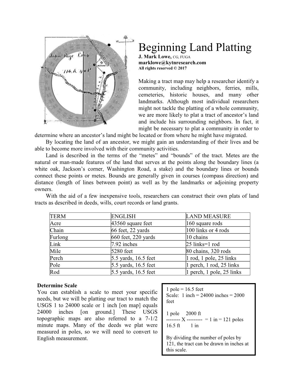 Beginning Land Platting J