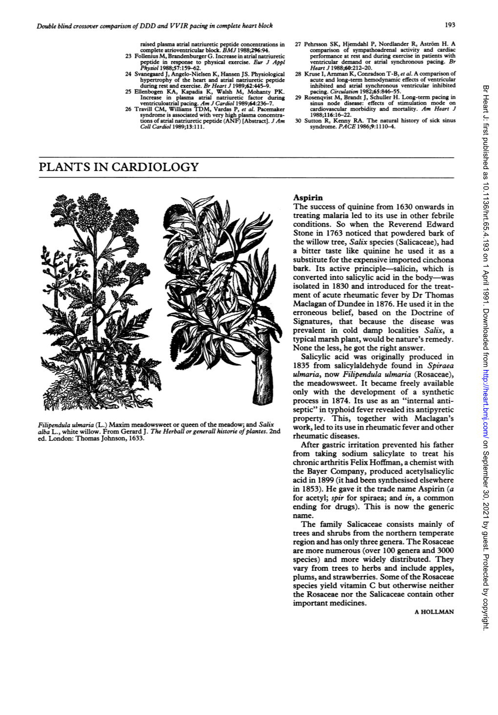 Plants in Cardiology