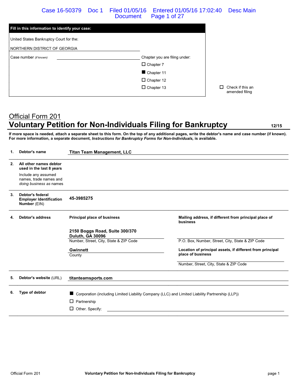 Bankruptcy Forms for Non-Individuals, Is Available