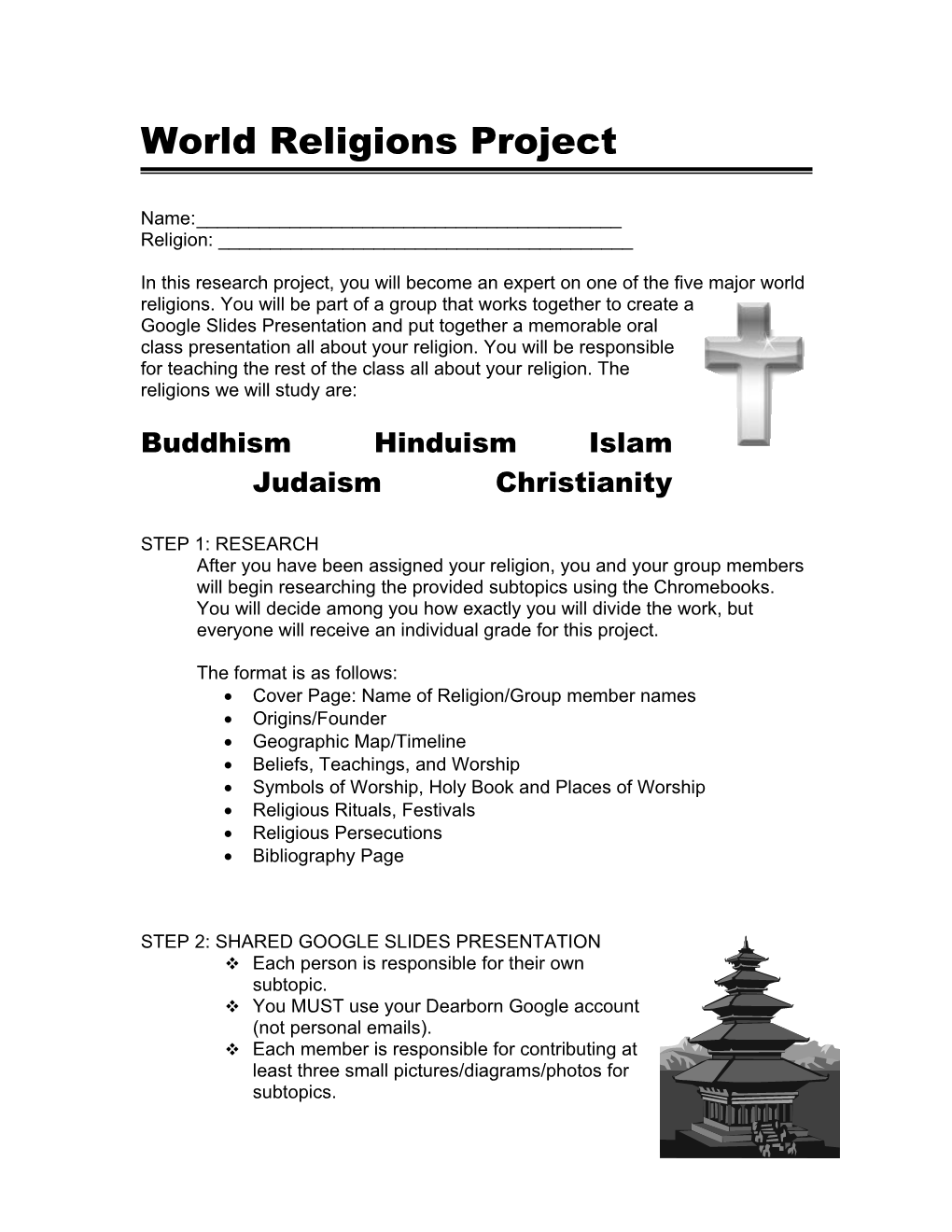 Humanities 8: World Religions Project