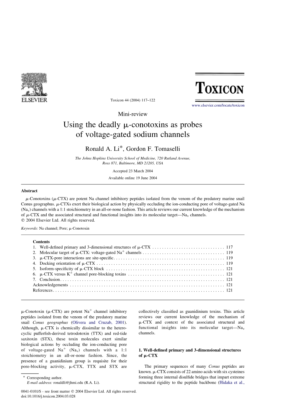 Using the Deadly M-Conotoxins As Probes of Voltage-Gated Sodium Channels