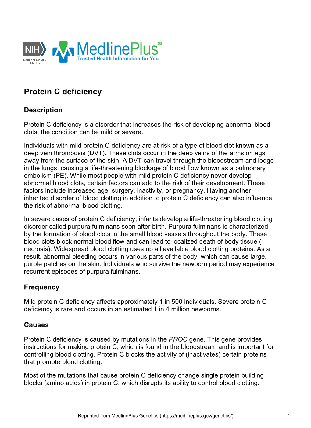 Protein C Deficiency