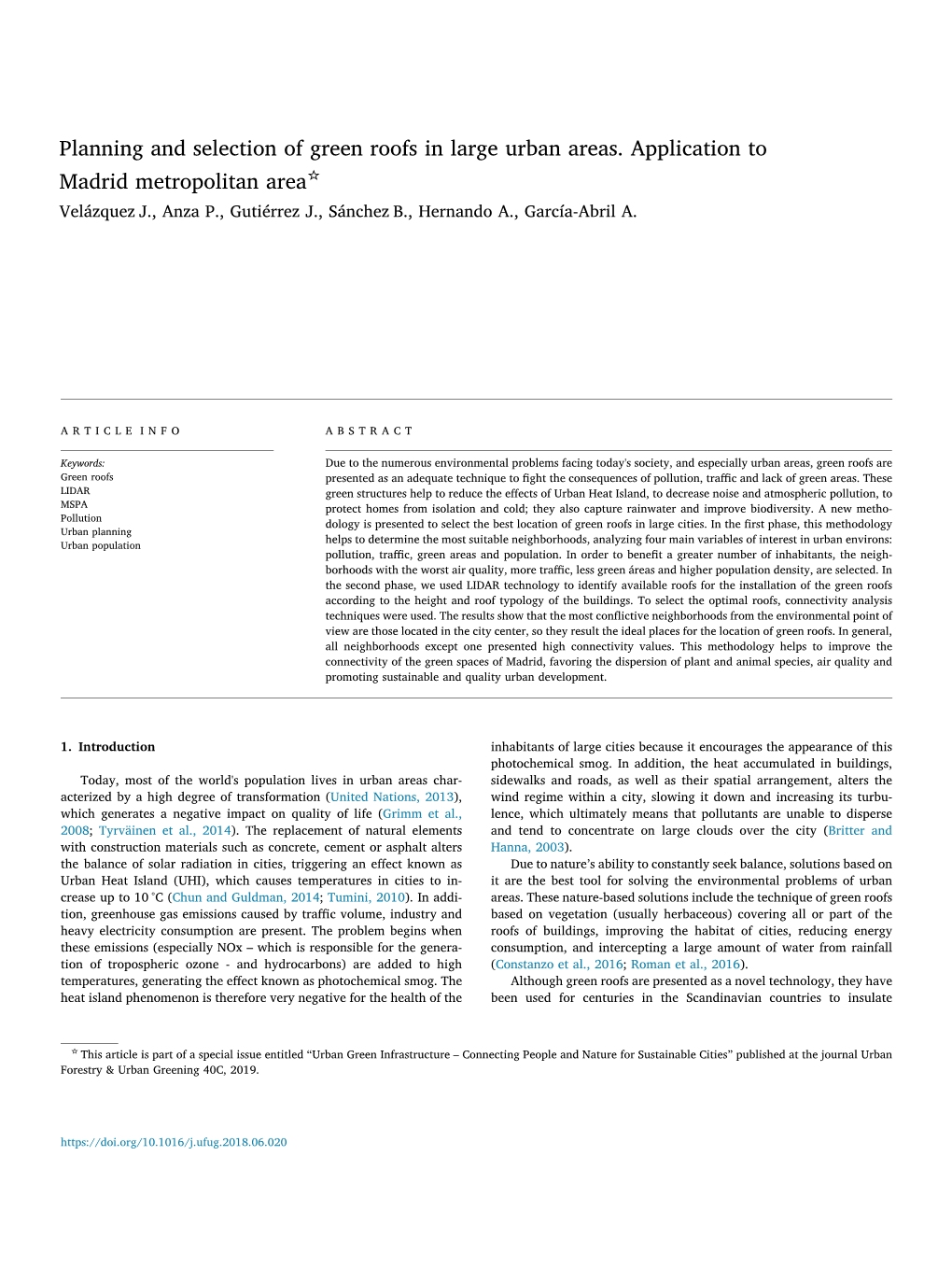 Planning and Selection of Green Roofs in Large Urban Areas. Application To