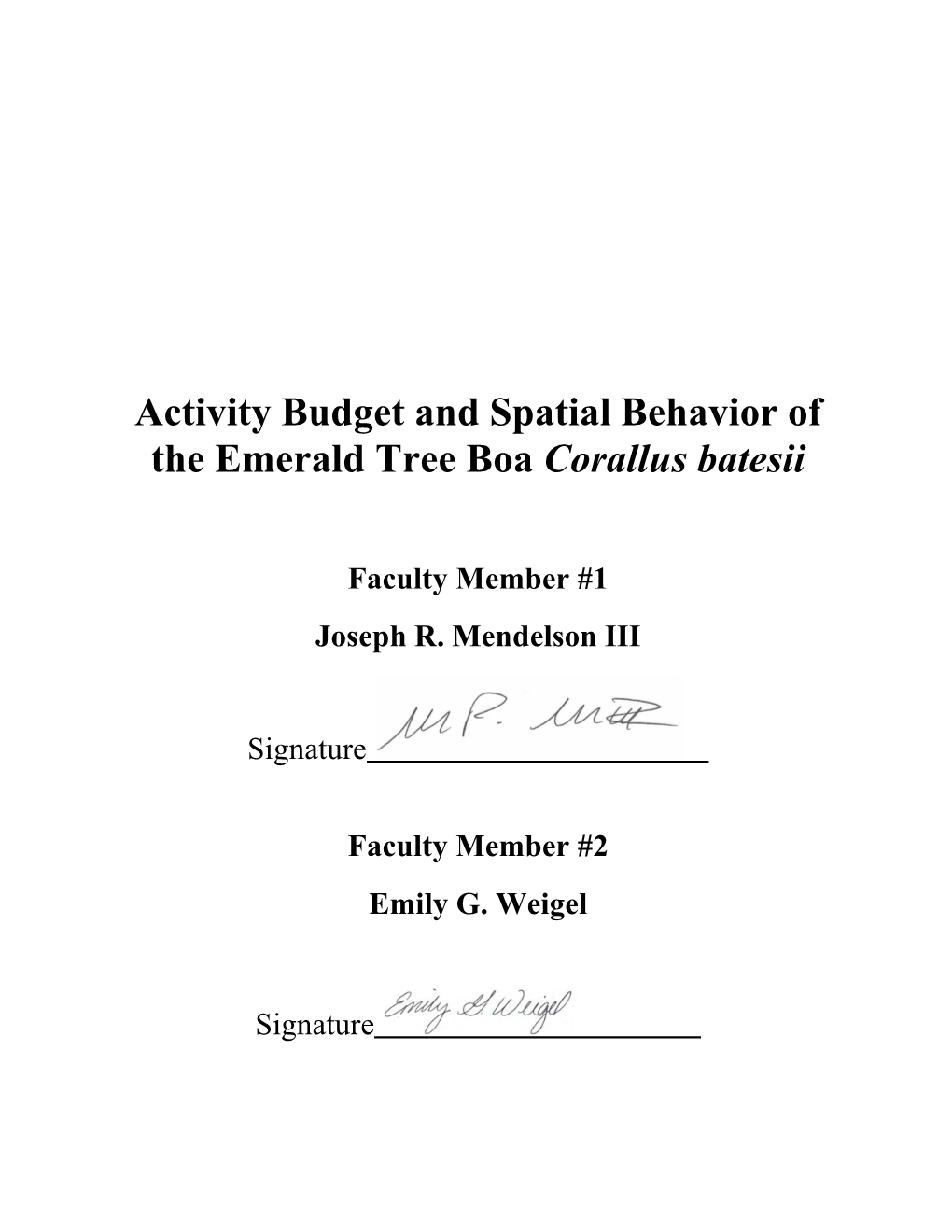 Activity Budget and Spatial Behavior of the Emerald Tree Boa Corallus Batesii