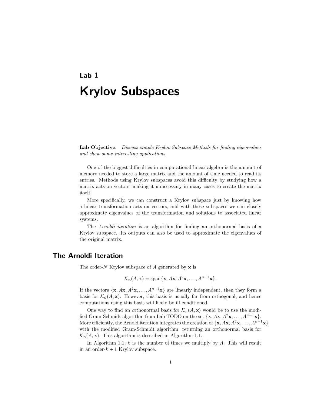 Krylov Subspaces