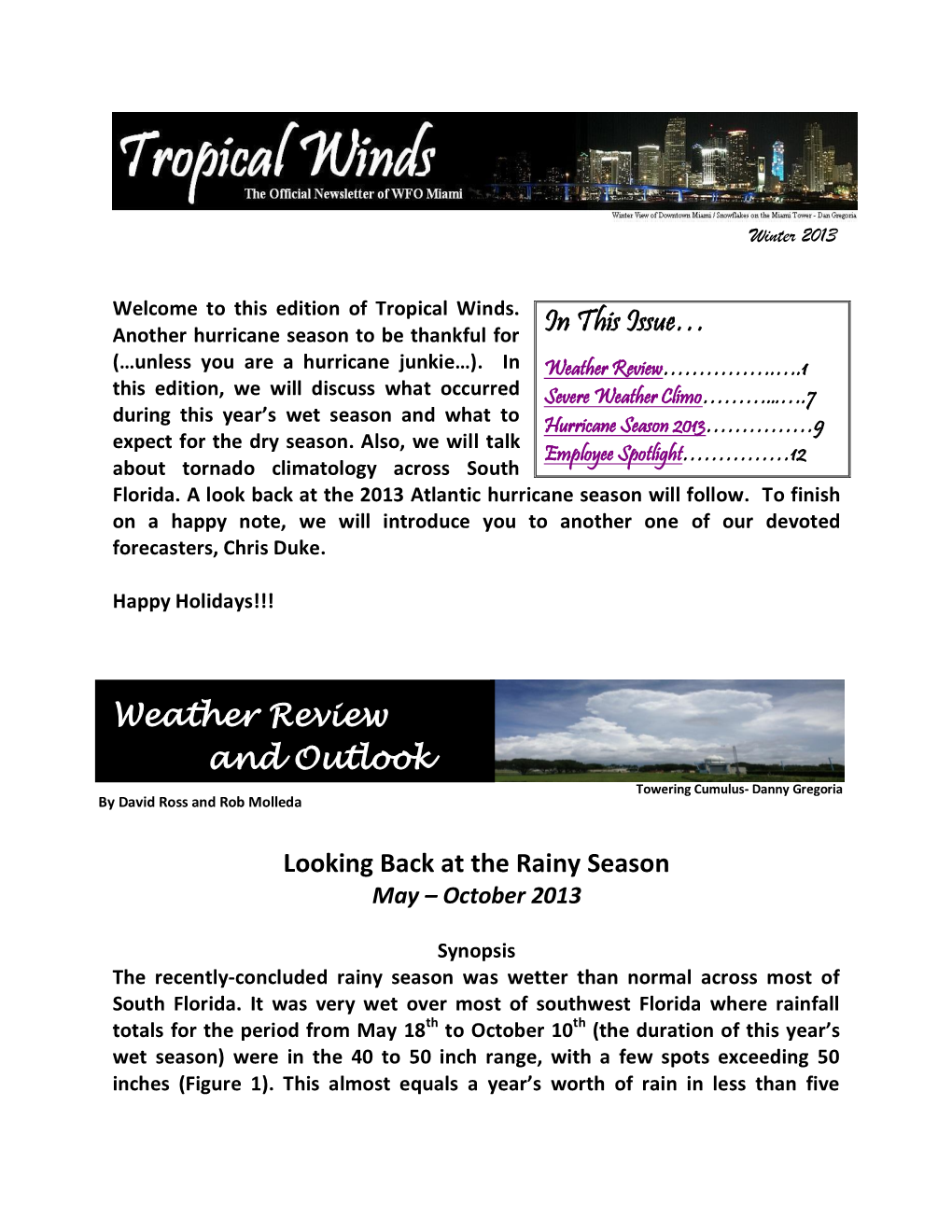 Weather Review and Outlook Towering Cumulus- Danny Gregoria by David Ross and Rob Molleda