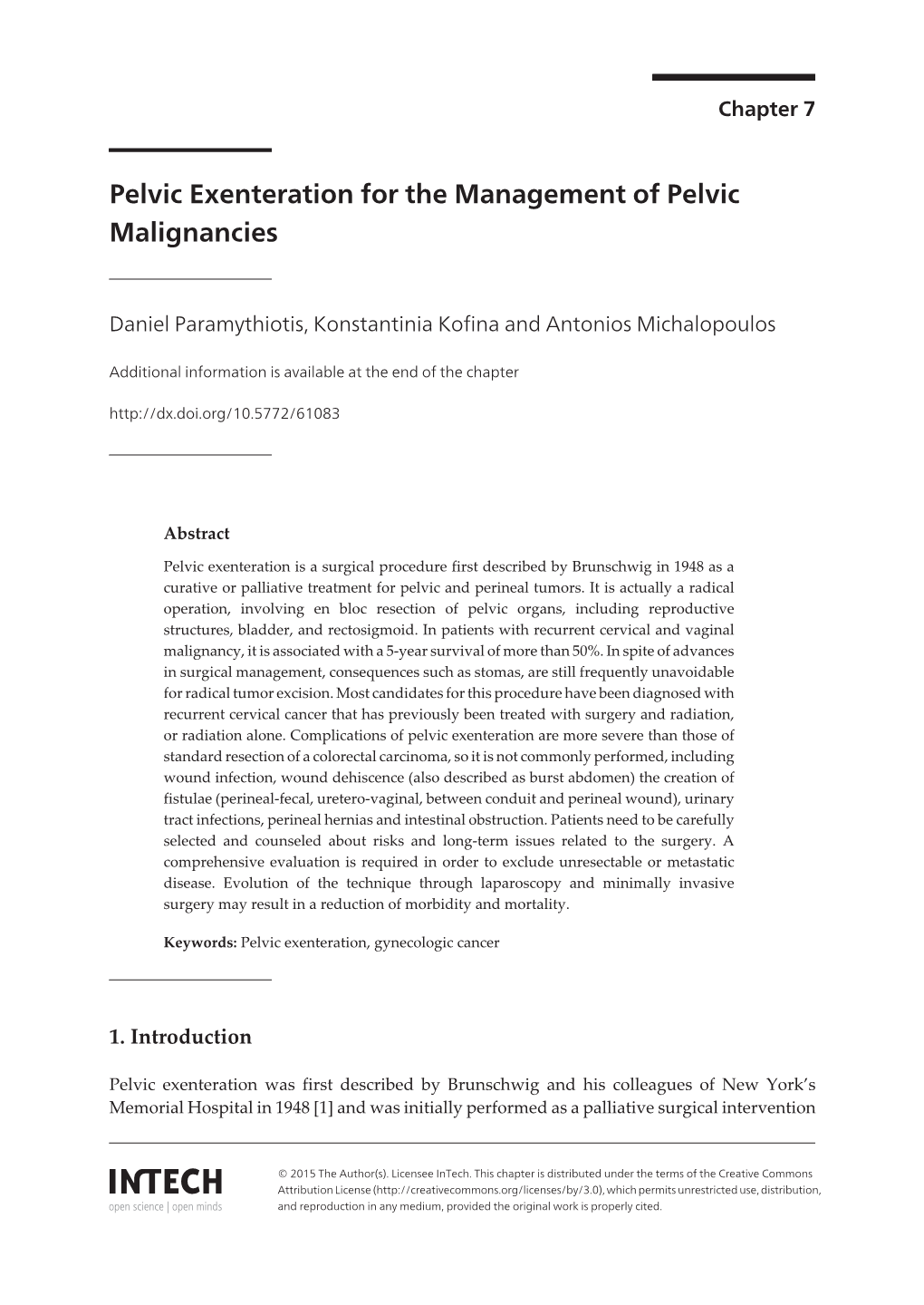 Pelvic Exenteration for the Management of Pelvic Malignancies