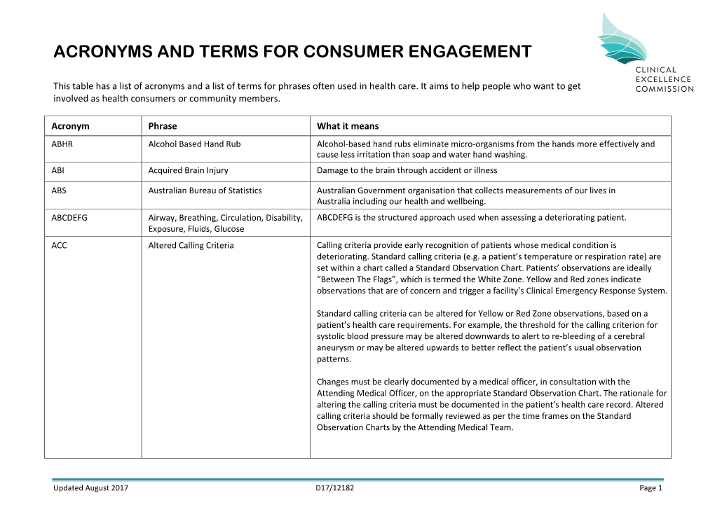 Acronyms and Terms for Consumer Engagement