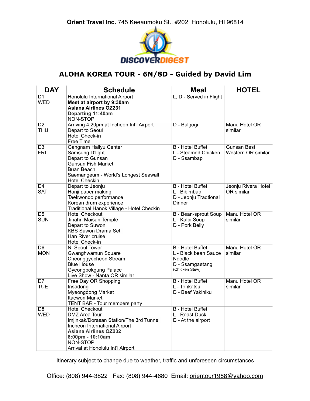 Aloha Korea Tour