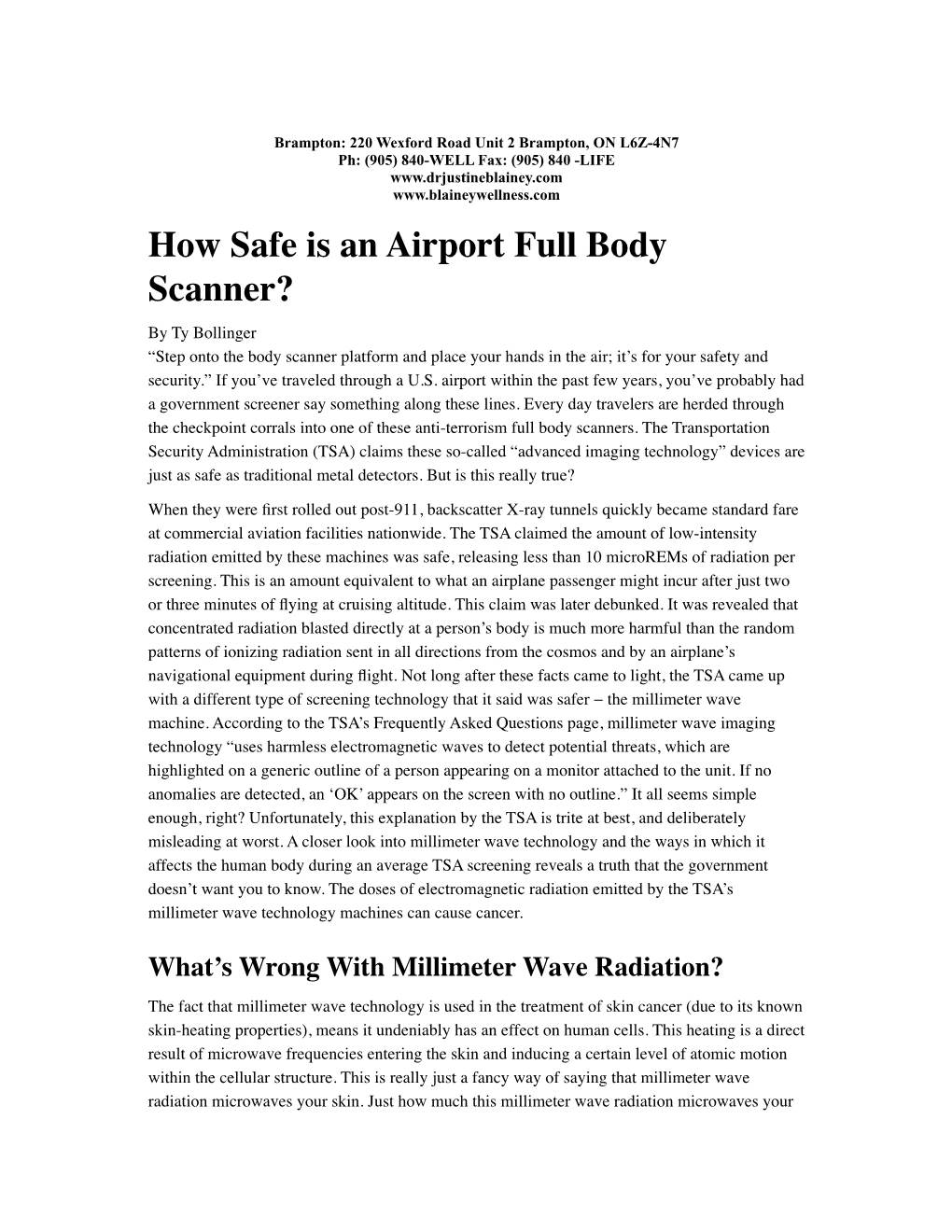 How Safe Is an Airport Full Body Scanner?