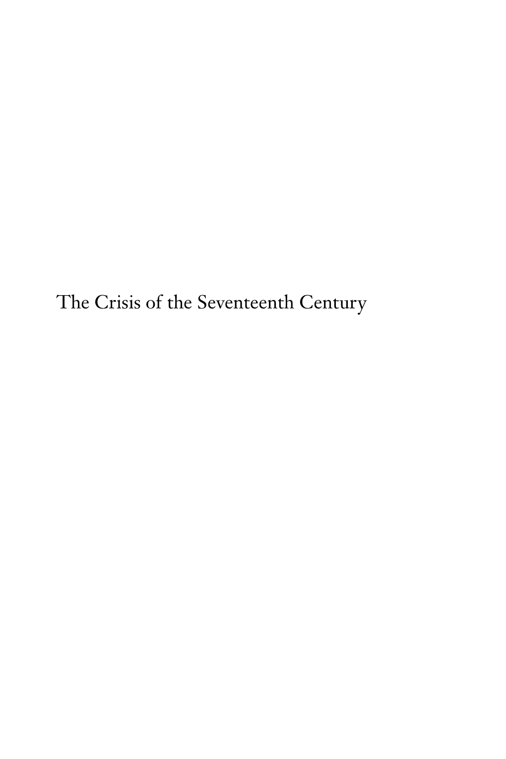 The Crisis of the Seventeenth Century  - Thecrisisof the Seventeenth Century