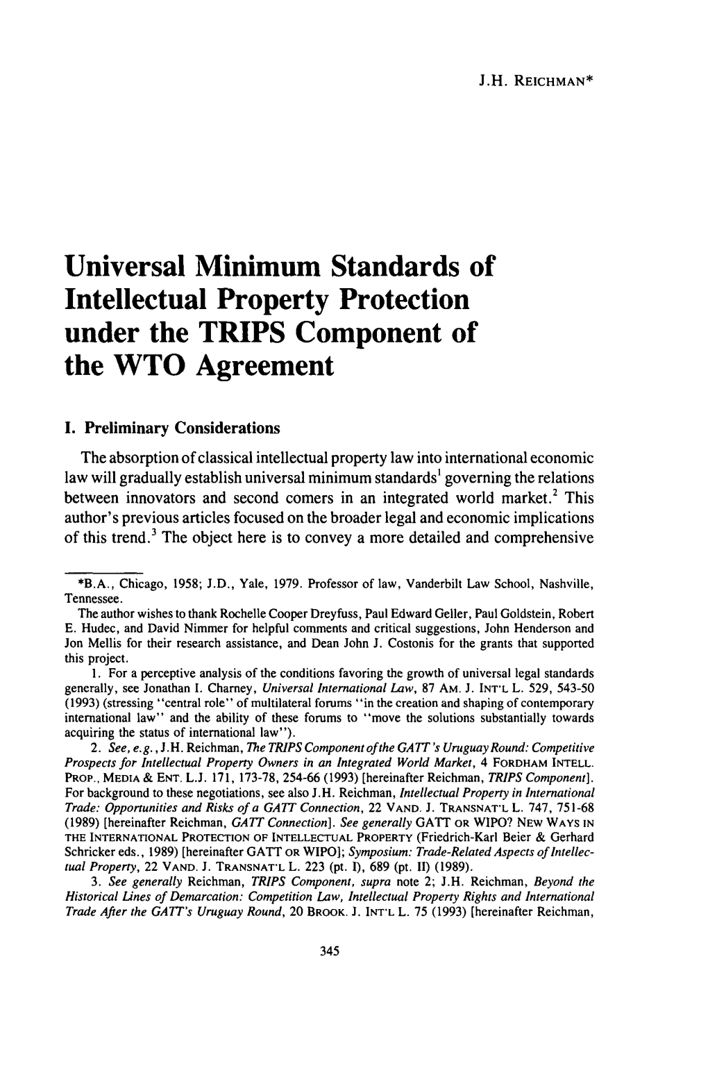 Intellectual Property Protection Under the TRIPS Component of the WTO Agreement