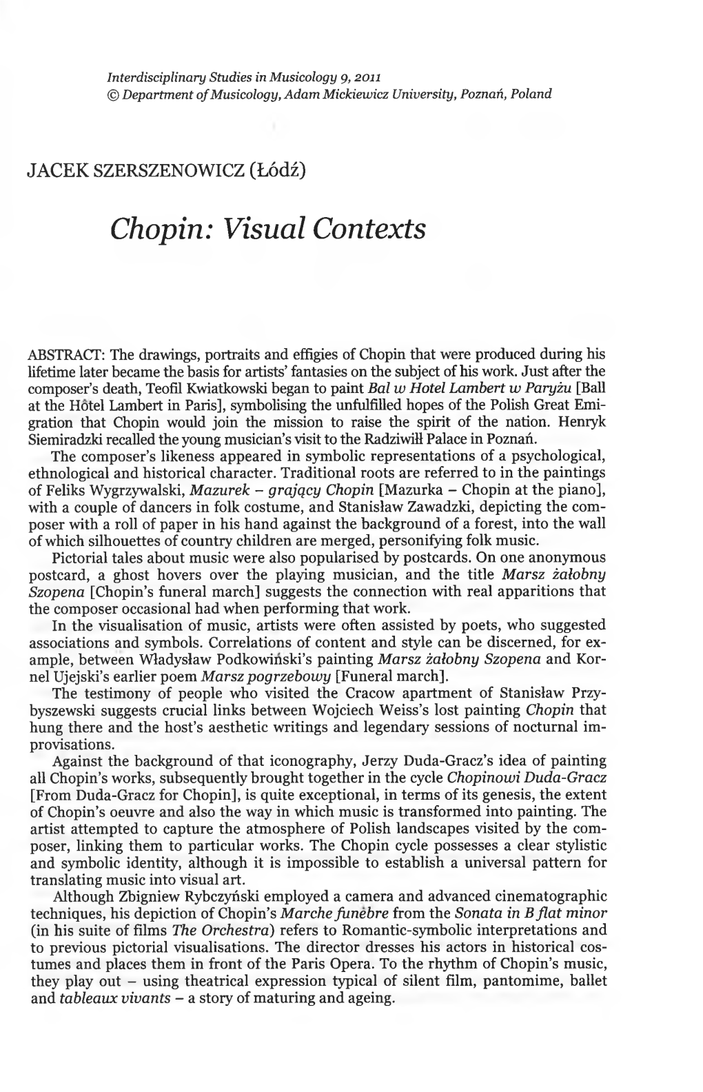 Chopin: Visual Contexts