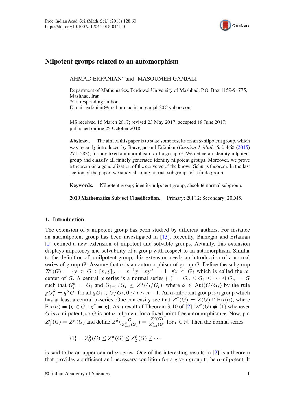 Nilpotent Groups Related to an Automorphism