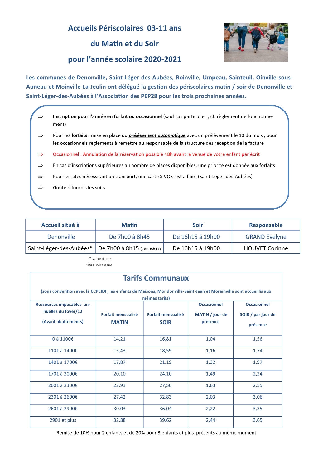 Tarif Periscolaire Denonville