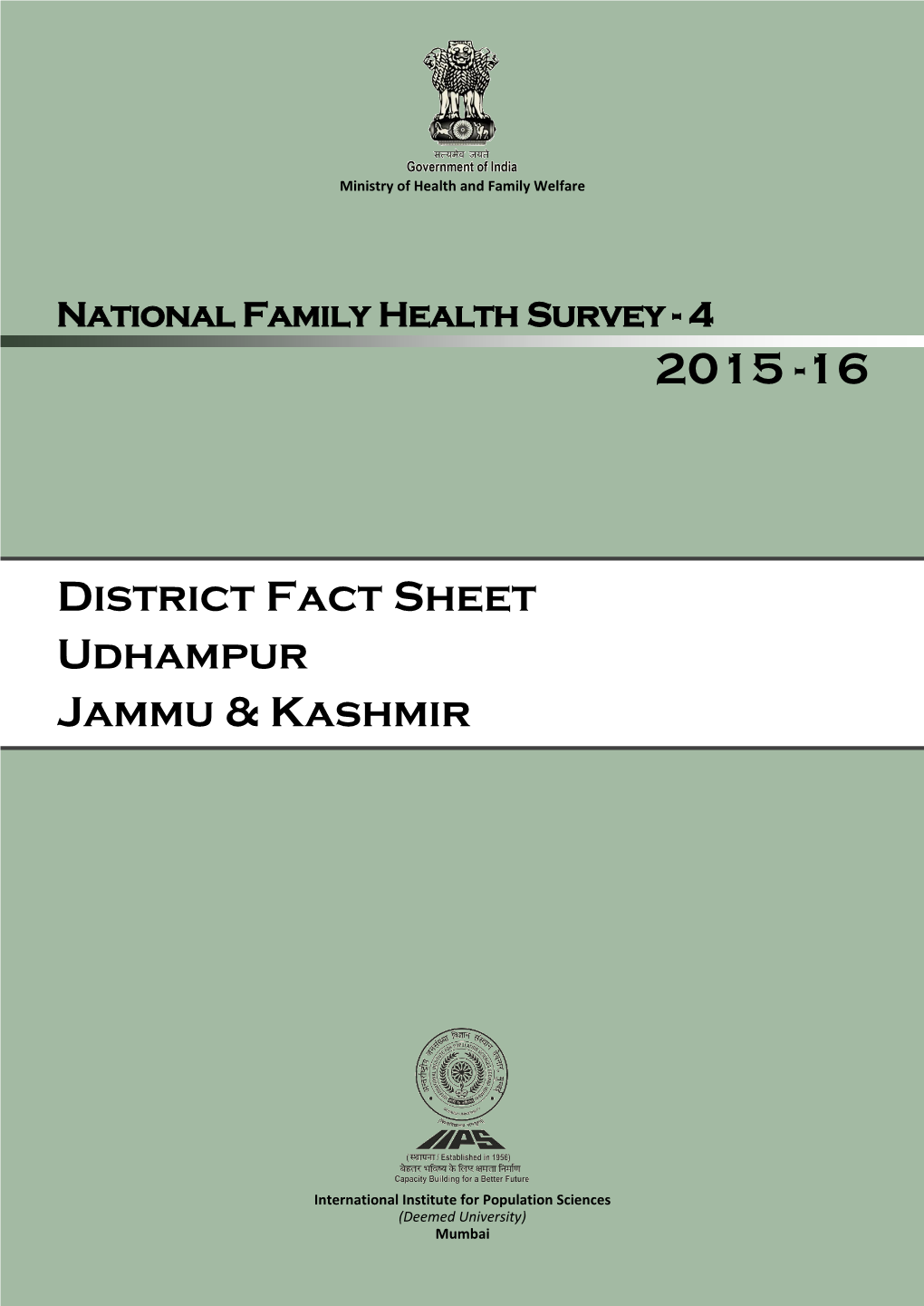 District Fact Sheet Udhampur Jammu & Kashmir