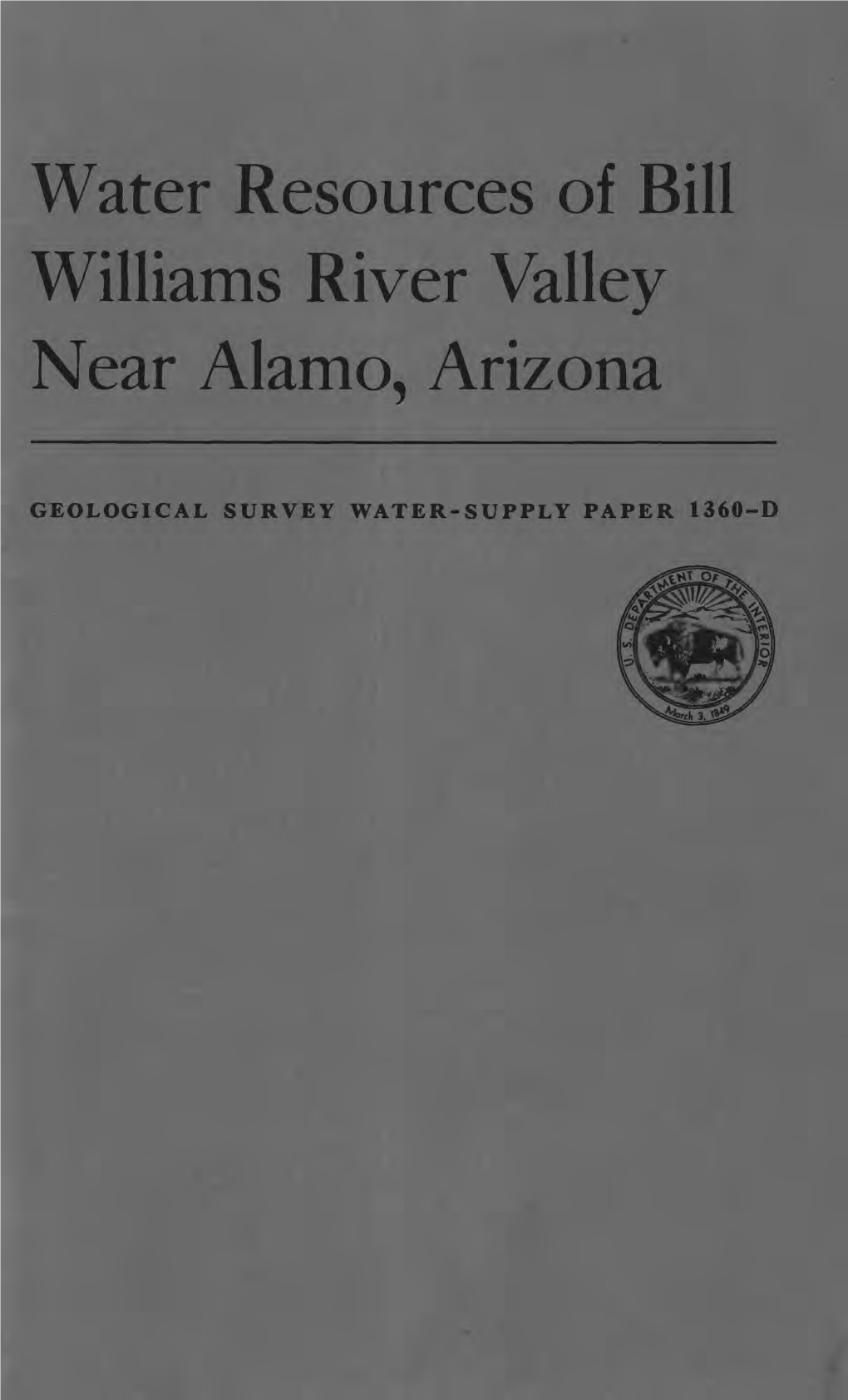 Water Resources of Bill Williams River Valley Near Alamo, Arizona