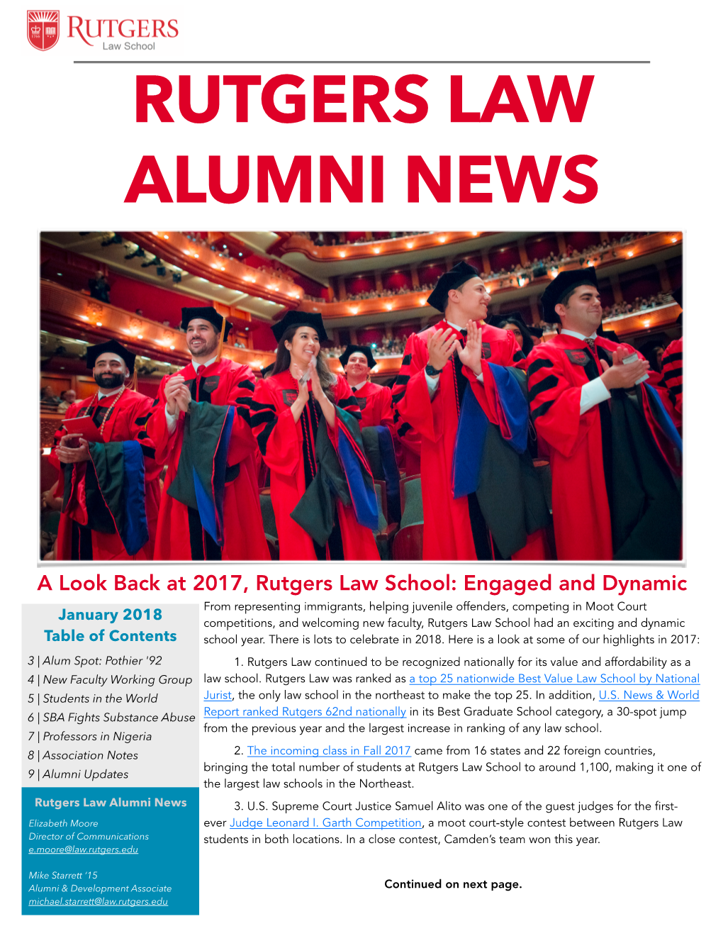 Alumni Newsletter January 2018