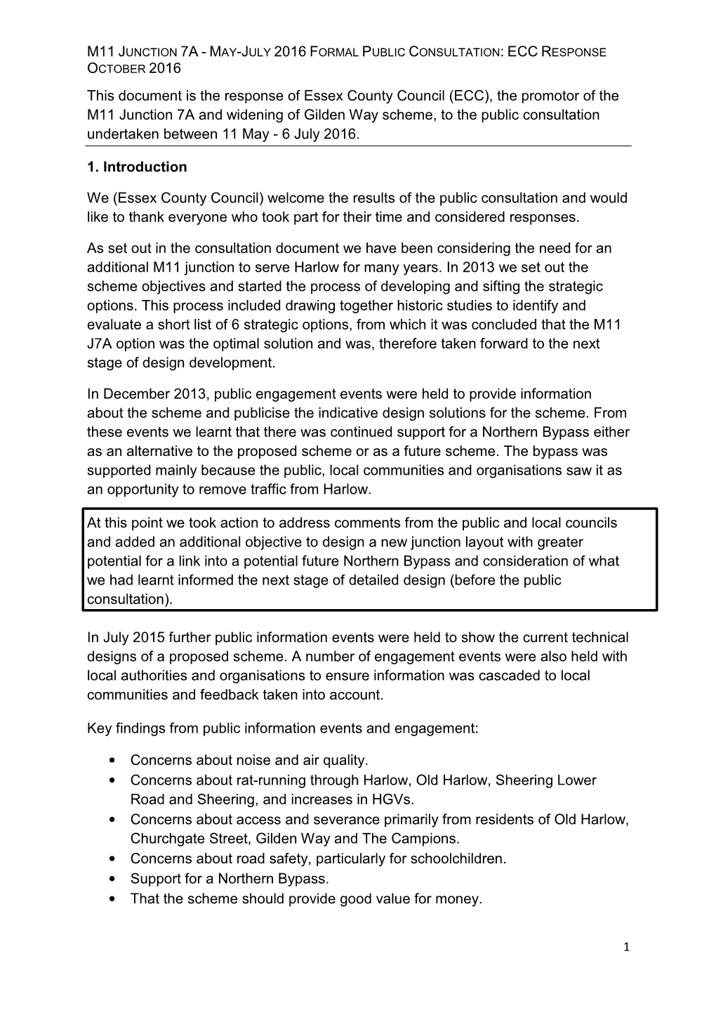 This Document Is the Response of Essex County Council (ECC), The