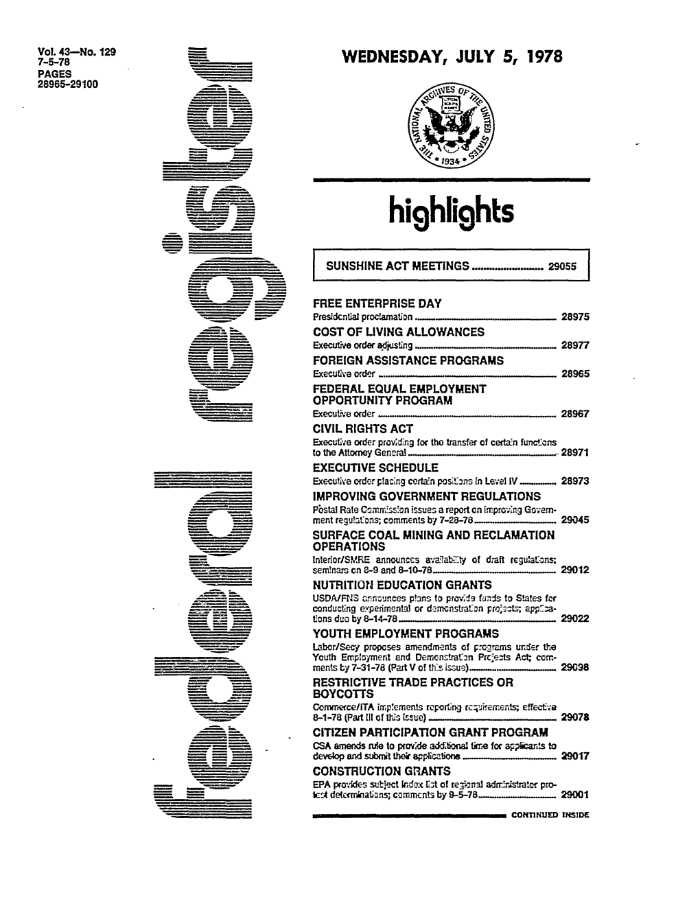 Federal Register: 43 Fed. Reg. 28965 (July 5, 1978)