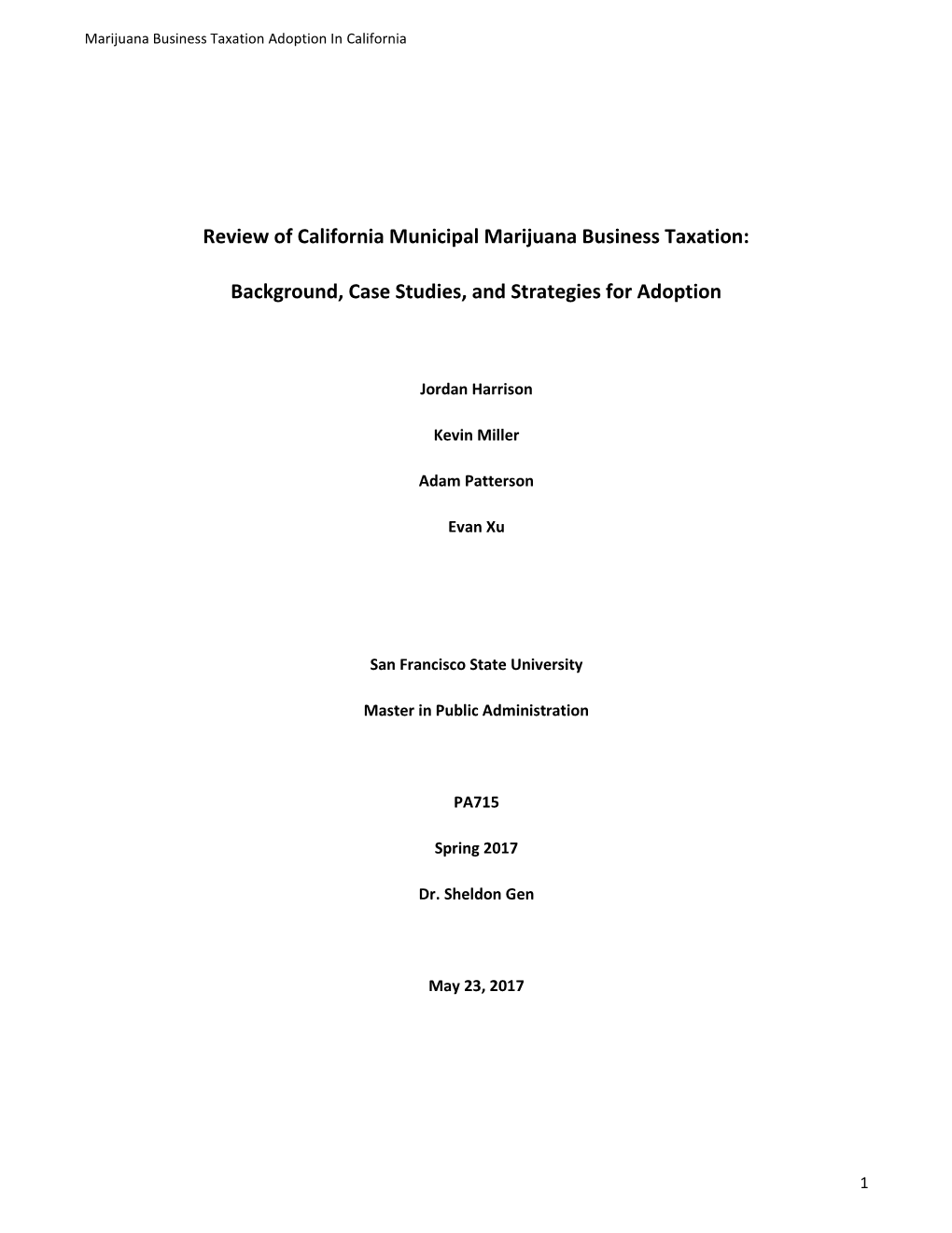 Review of California Municipal Marijuana Business Taxation