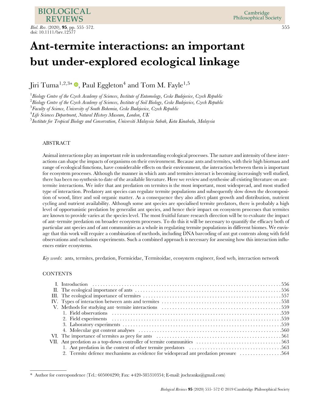 Ant‐Termite Interactions