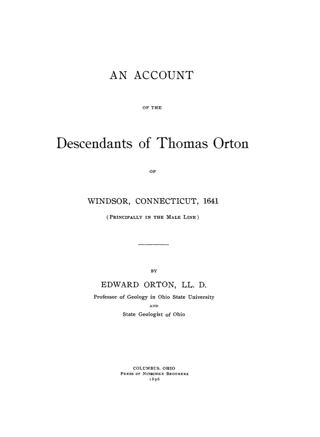 Descendants of Thomas Orton