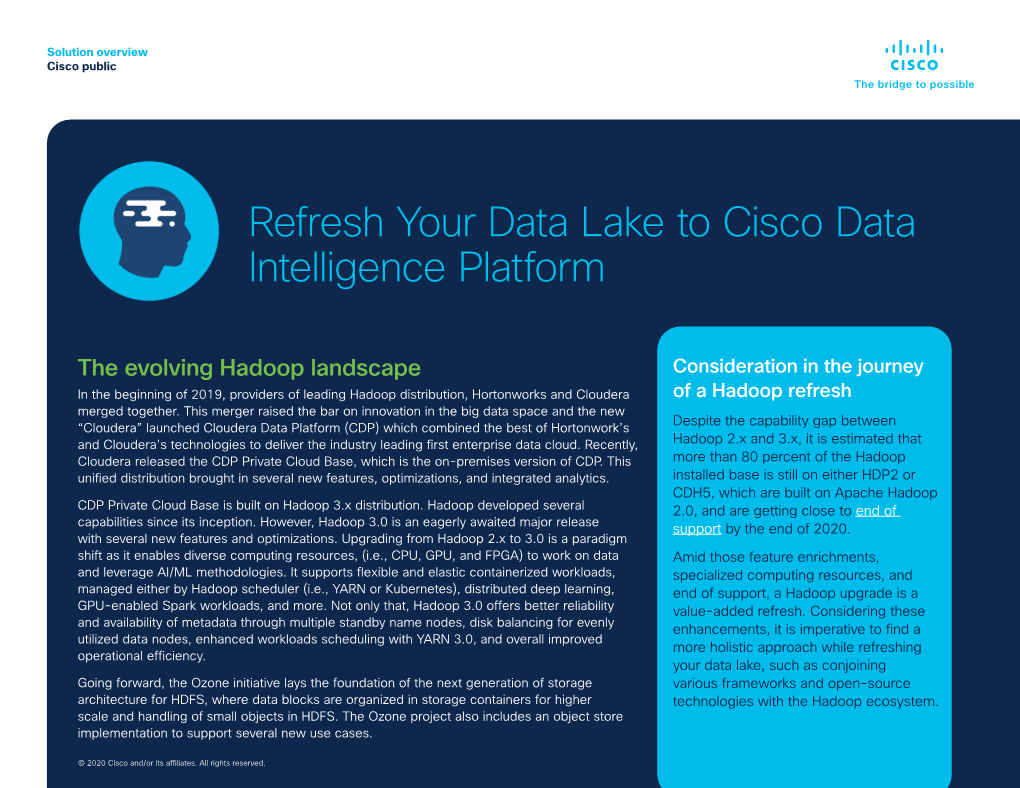 Refresh Your Data Lake to Cisco Data Intelligence Platform