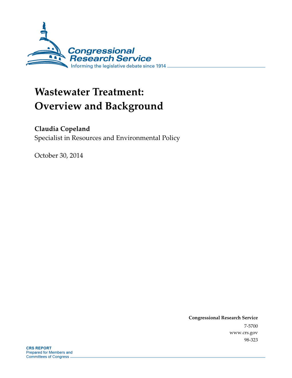 Wastewater Treatment: Overview and Background