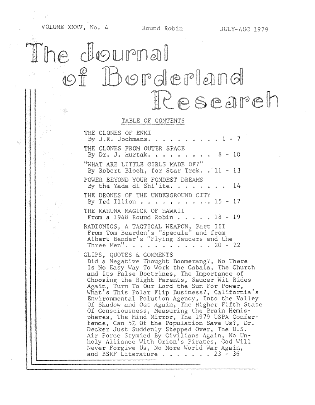 Journal of Borderland Research V35 N4 Jul-Aug 1979