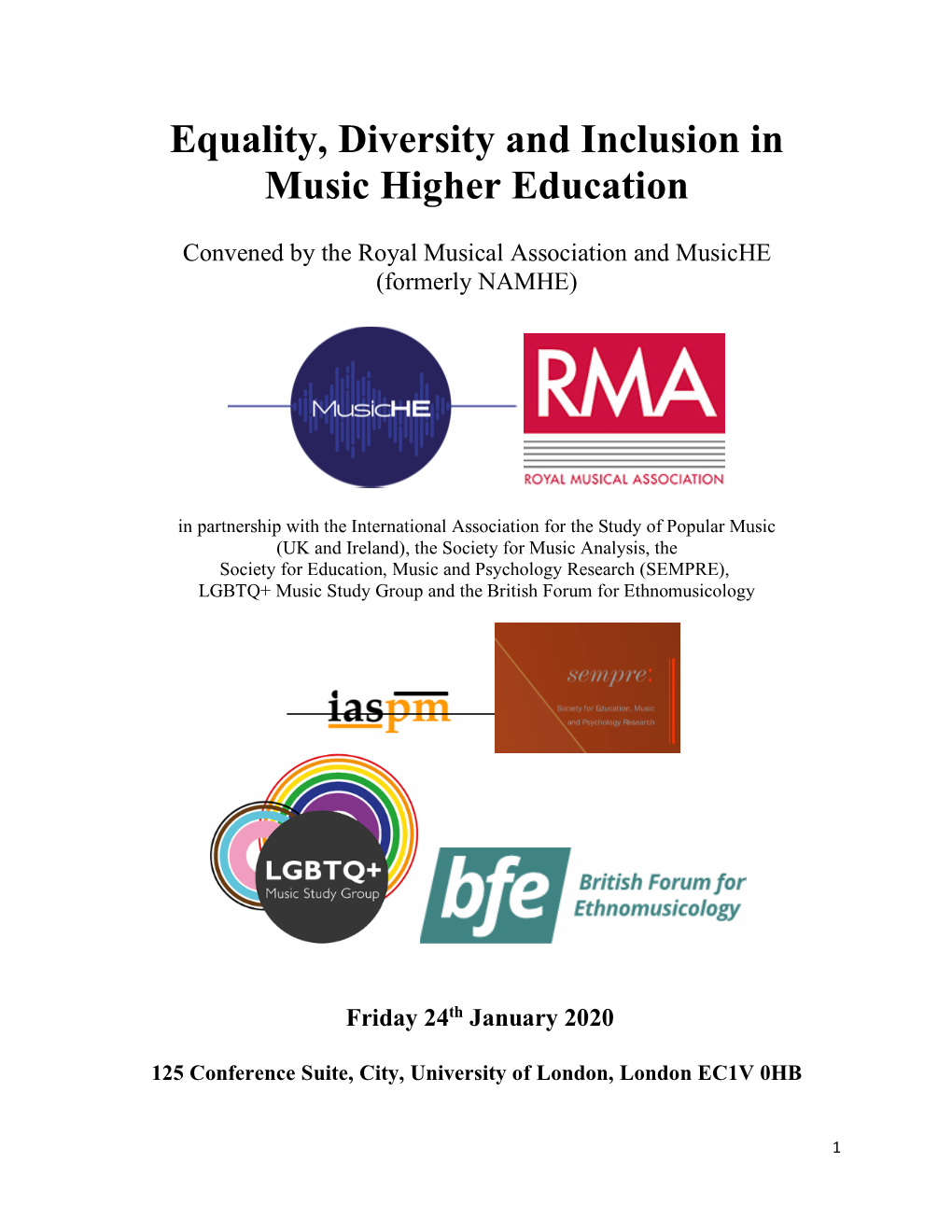 Equality, Diversity and Inclusion in Music Higher Education