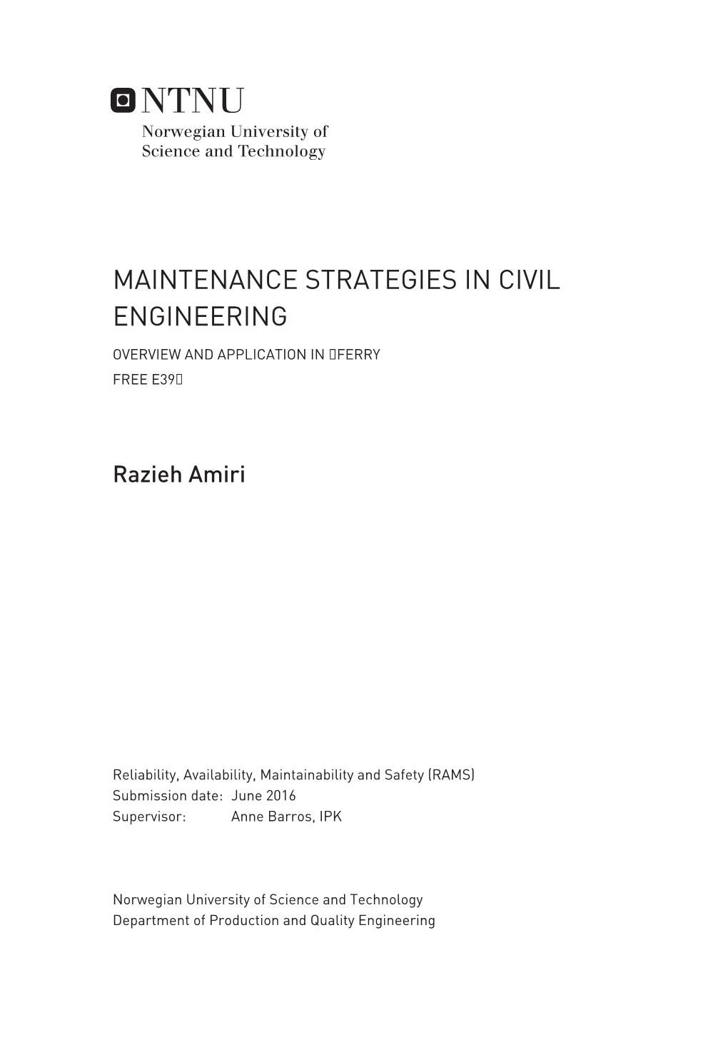 Maintenance Strategies in Civil Engineering