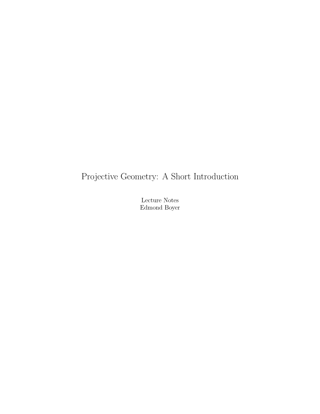 Projective Geometry: a Short Introduction