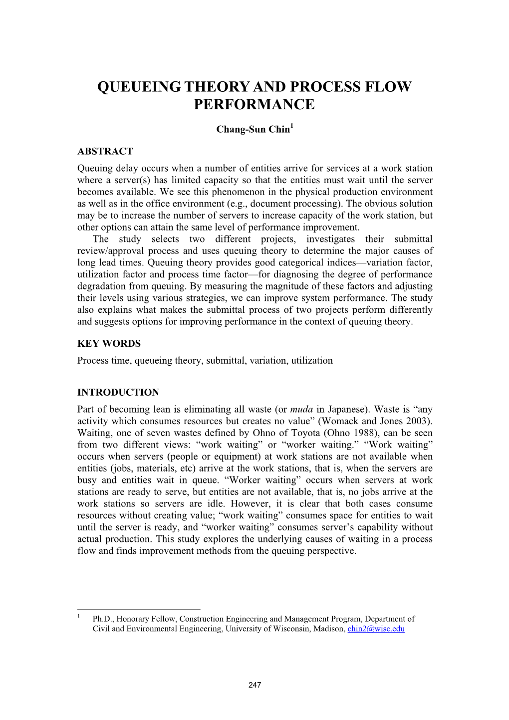 Queueing Theory and Process Flow Performance