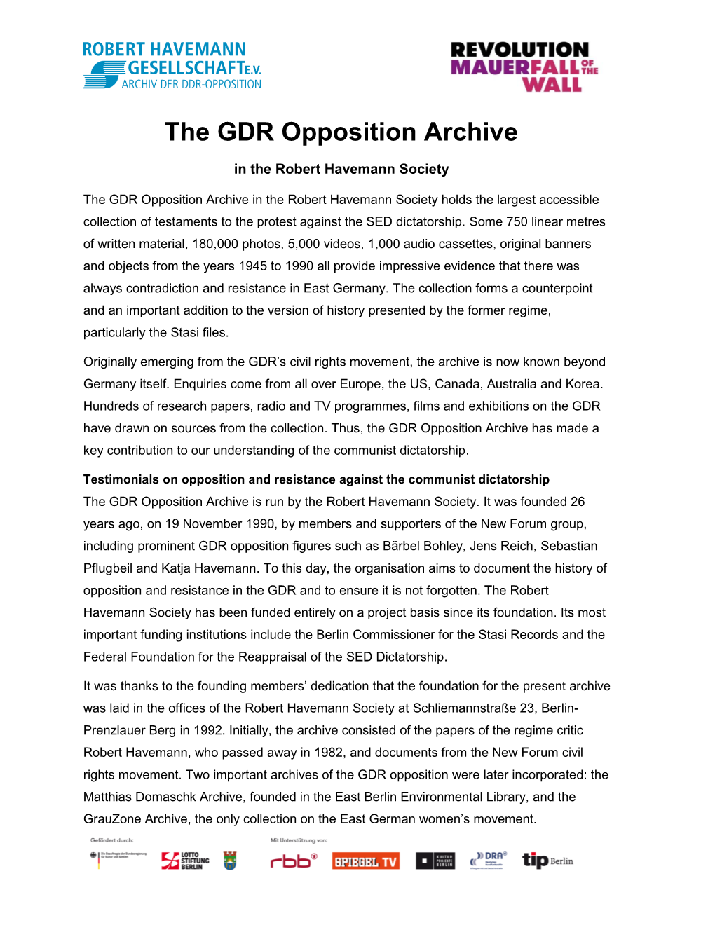 The GDR Opposition Archive