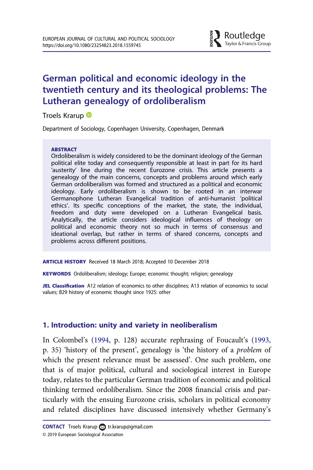 German Political and Economic Ideology in the Twentieth Century