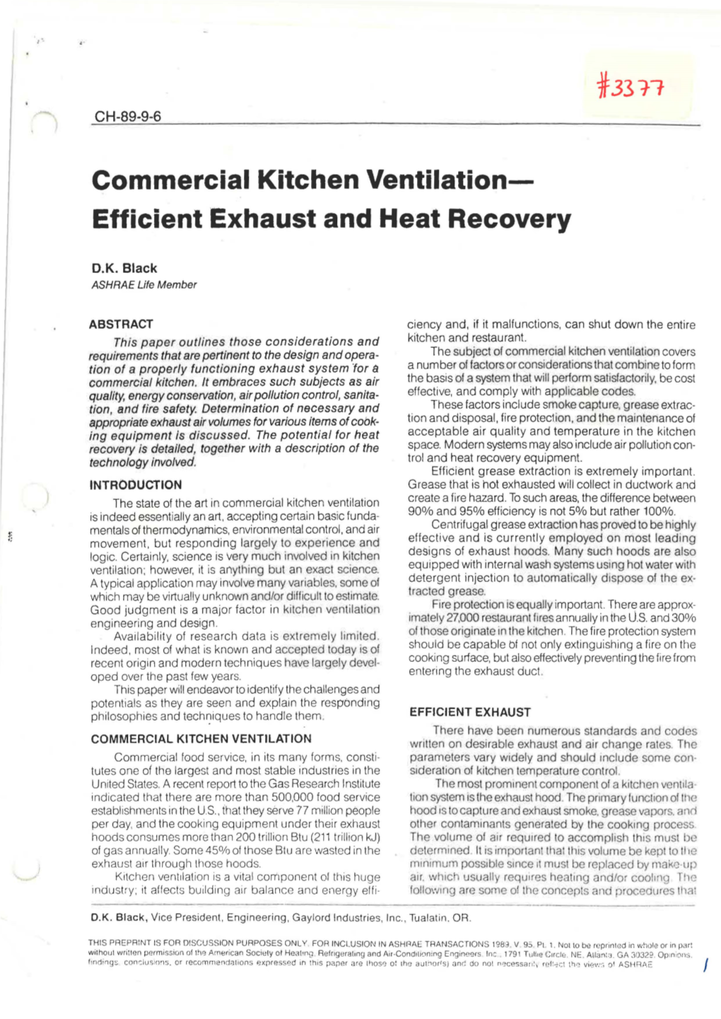 Commercial Kitchen Ventilation- Efficient Exhaust and Heat Recovery