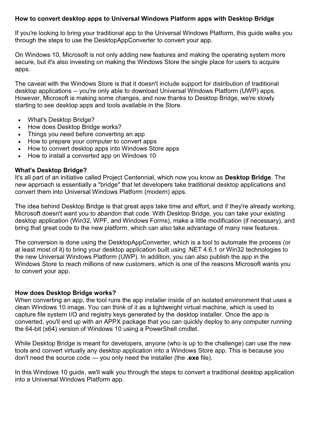 How to Convert Desktop Apps to Universal Windows Platform Apps with Desktop Bridge