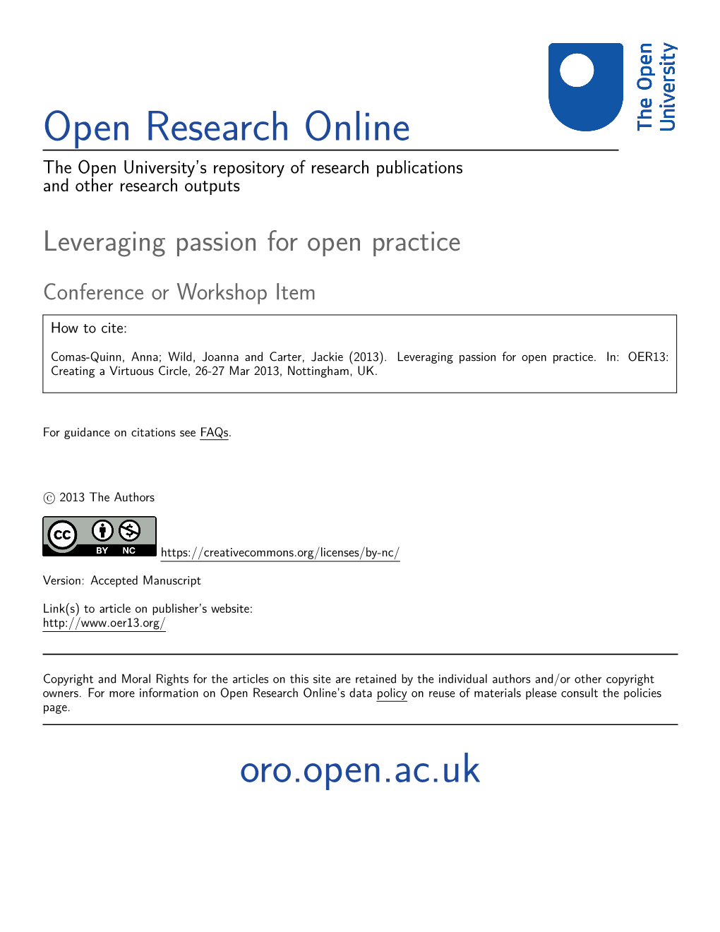 Open Research Online Oro.Open.Ac.Uk