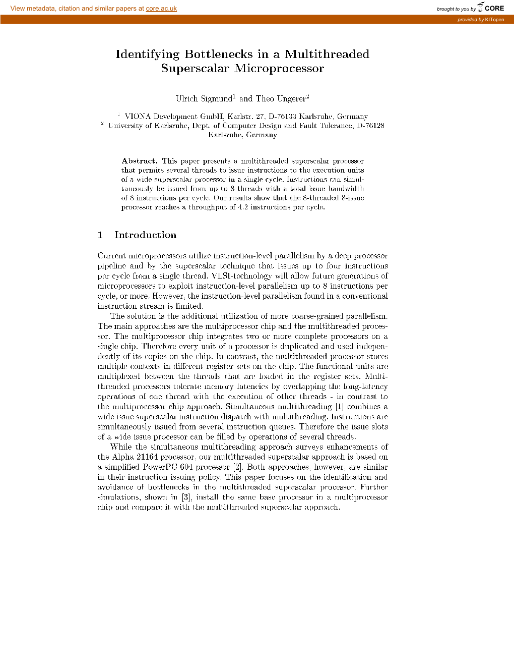 Identifying Bottlenecks in a Multithreaded Superscalar